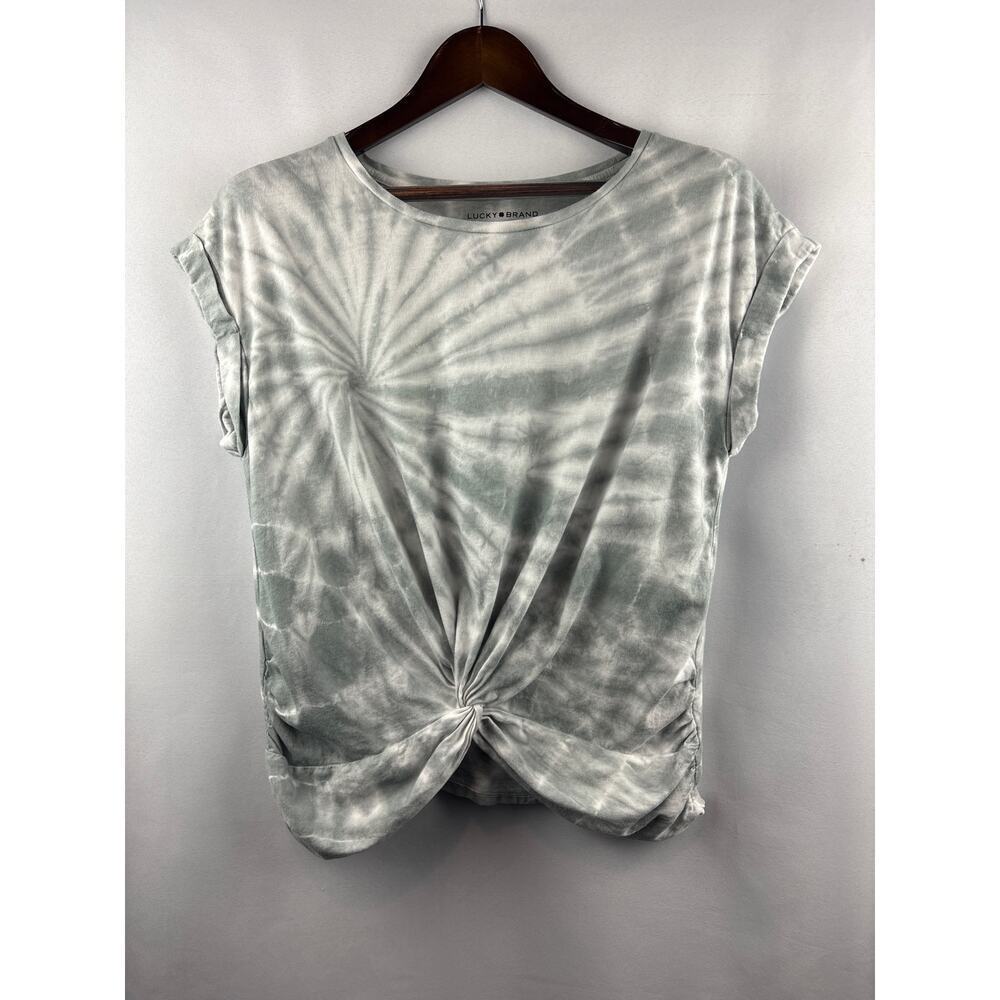 Women’s Lucky Brand Medium Sage Green & White Tie-Dyed T-Shirt